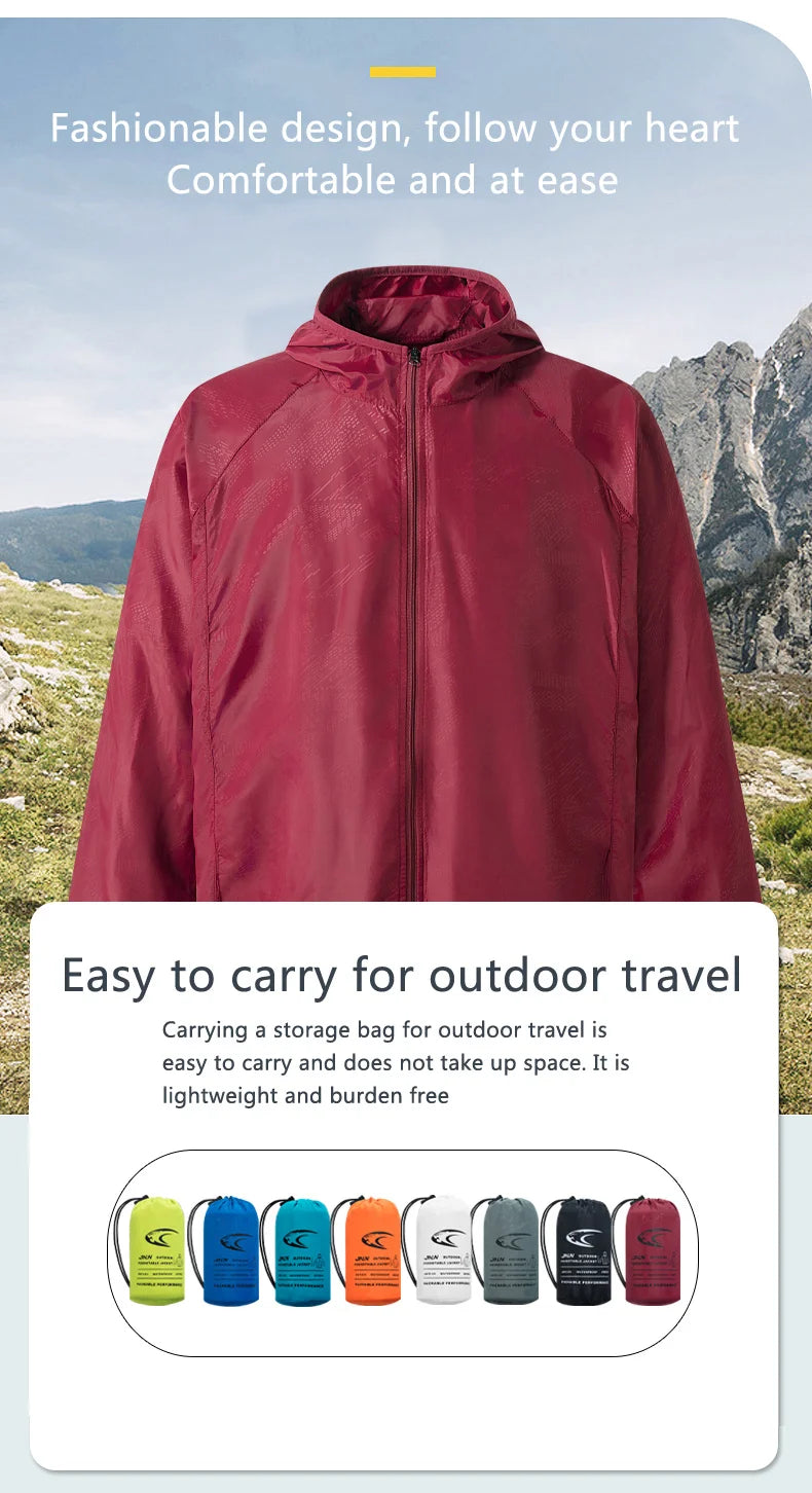 JNLN Camping Rain Jacket Men Women Waterproof Sun Protection Clothing Fishing Hunting Clothes Quick Dry Windbreaker With Pocket