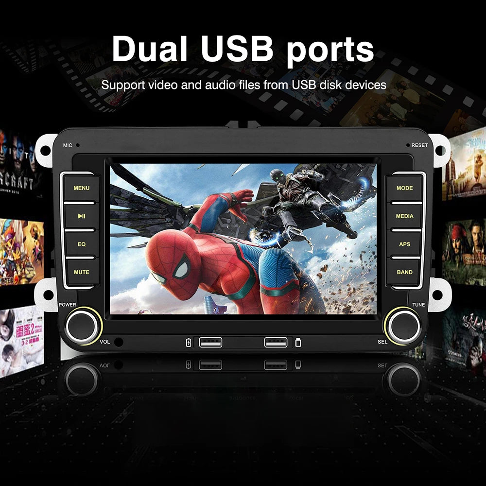 7 Inch Car Stereo For VW Touchcreen BT AM/FM Radio Receiver with Android Auto Carplay USB Charge Support Hands-Free Calling