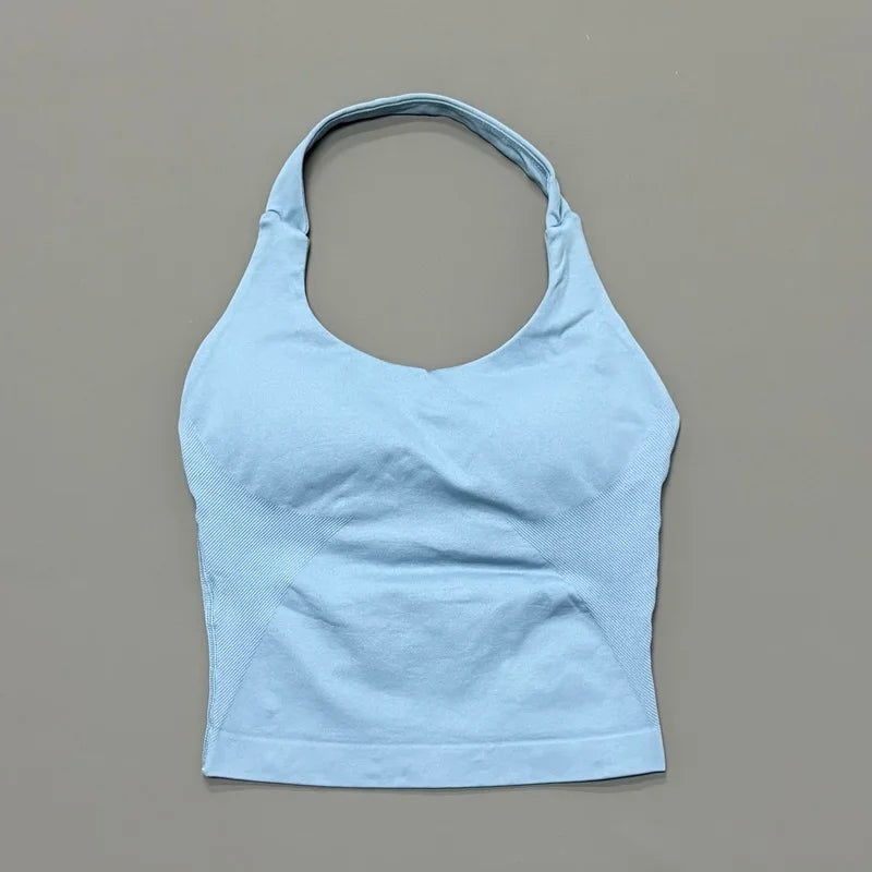 Women Sports Yoga Vest Running Gym Top Fitness Quick-Dry Workout Vest High Elastic Yoga Tank Top Gym Seamless Workout Sports Bra