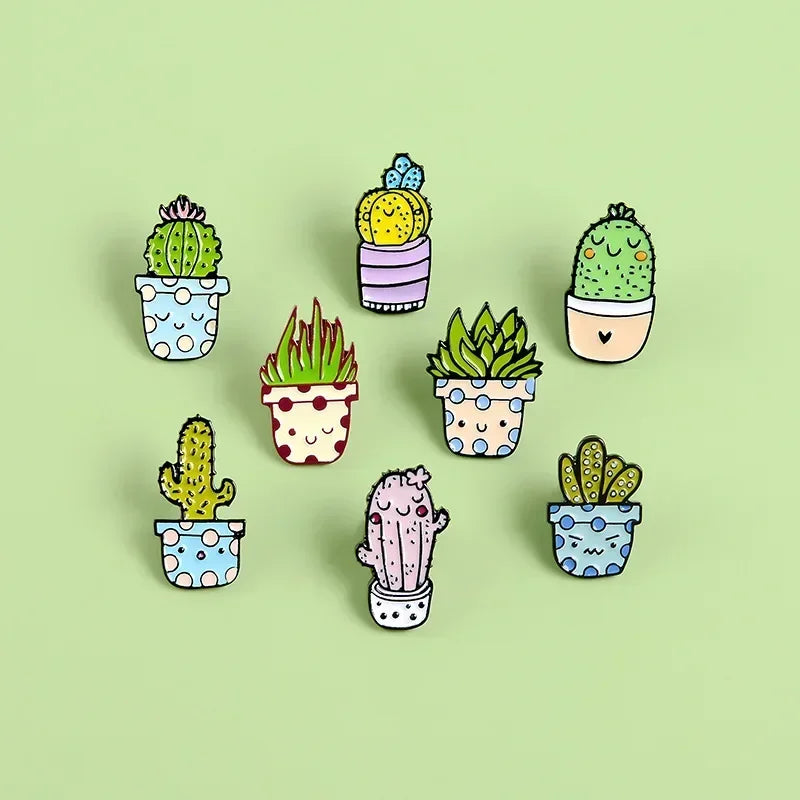 Cactus cactus balls succulent Enamel Pin Brooch Cartoon Women Men Denim Jackets Lapel Pins Backpack Badges Kids Fashion Jewelry
