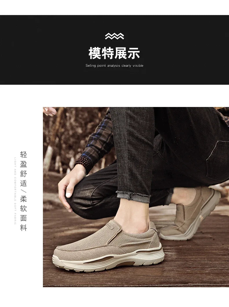 Men's Lightweight Canvas Loafers for Outdoor Hiking Camping Casual Sports Running Jogging Shoes Size 39-48