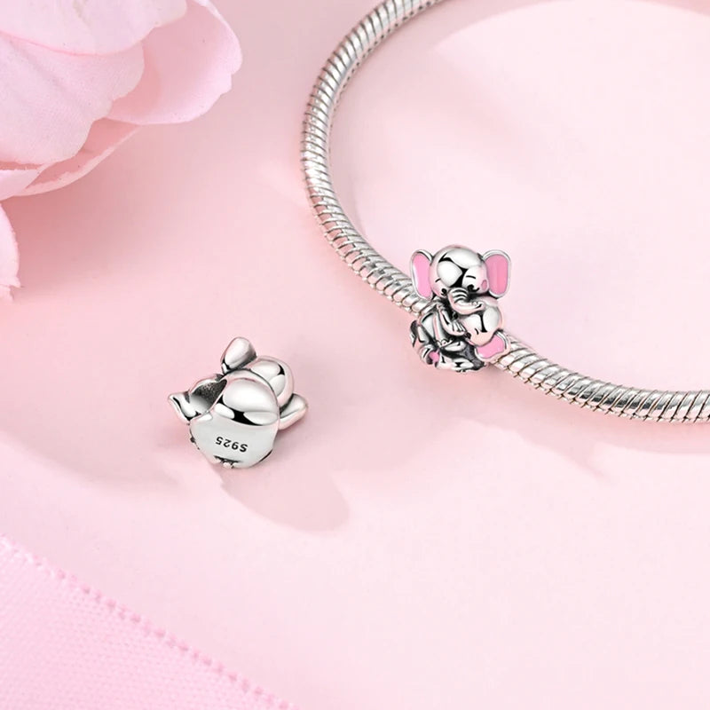 MULA Pink 925 Sterling Silver Charms Pendant Perfume Dreamcatcher Heart Love Beaded Fit Original Bracelet Women DIY Jewelry Gift