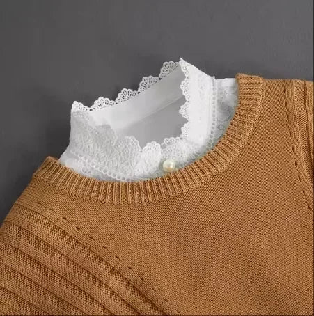 Fashion 2025 Front Tie White Fake Collar for Women Stand Detachable Collar Fake Girls Vintage Lace Ladies False Blouse Collar
