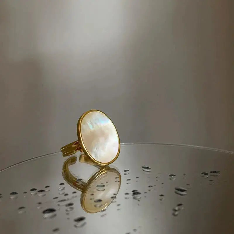 925 Sterling Silver Metal Flower Shell Geometric Rings For Women French Retro Romantic Open Thai