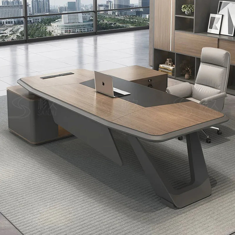 European Modern Office Desk Wooden Computer Gaming Decoration Drawer Office Desk Luxury Storage Meuble Bureau Home Furniture