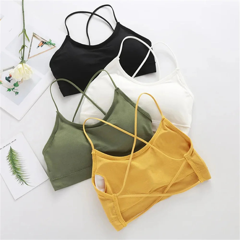 3PCS/Set Sports Bra Women's Cross Shoulder Strap Sports Bra Yoga Navel Top Gym Fitness Tube Top Breathable Beauty Sexy Bra Back