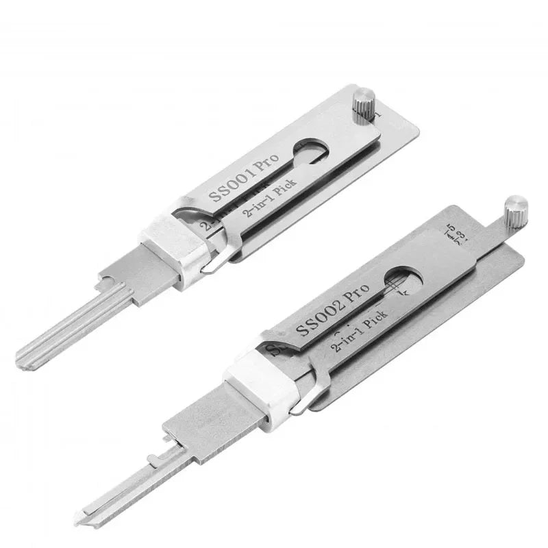 For Lishi Yale Picks Picking SS001 SS002 2 in1 Locksmith Tools Master Key Decoder Micha Decoder Hooks Topolines To Open Locks