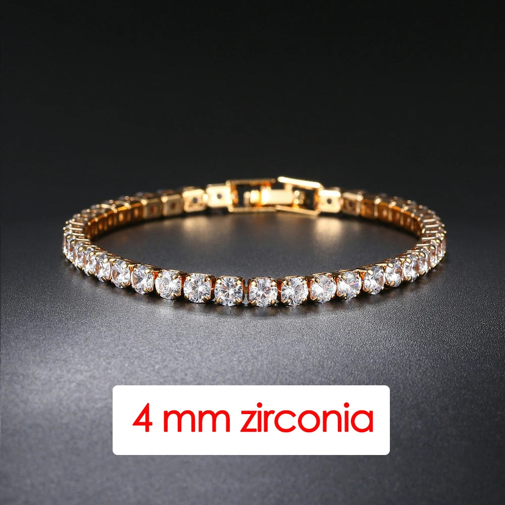 Hip Hop Iced Out 3/4/5mm Crystal Tennis Bracelet for Men Homme Punk Zirconia Women's Chain on Hand Streetwear Trendy Jewelry