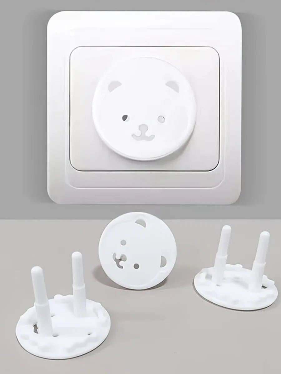 20-Pack European Standard Bear-Shaped Safety Socket Covers Korean Style Child Anti-Electric Shock Home Security Plug Protectors