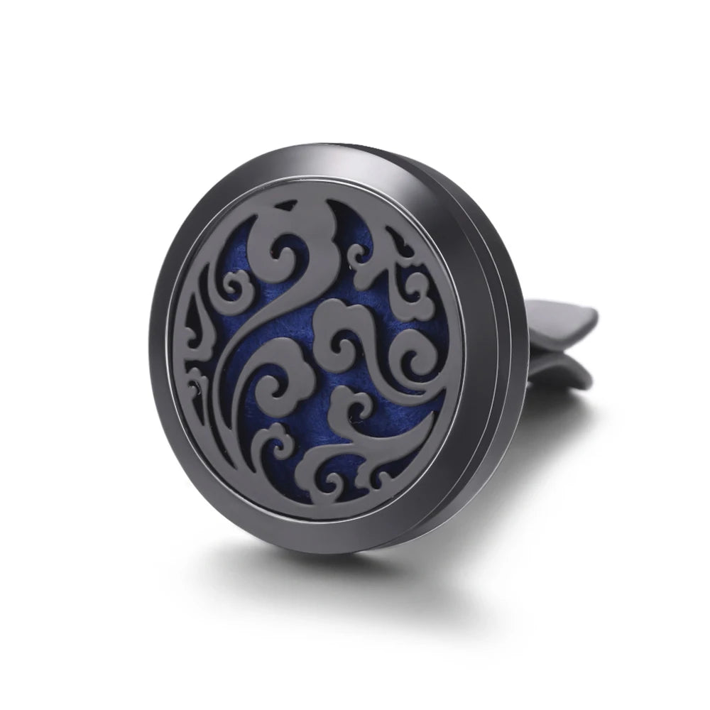 New Car Air Freshener Diffuser Clip Black Hollow Pattern Aromatherapy Lockets Essential Oil Perfume Pendant Car Ornaments Gift