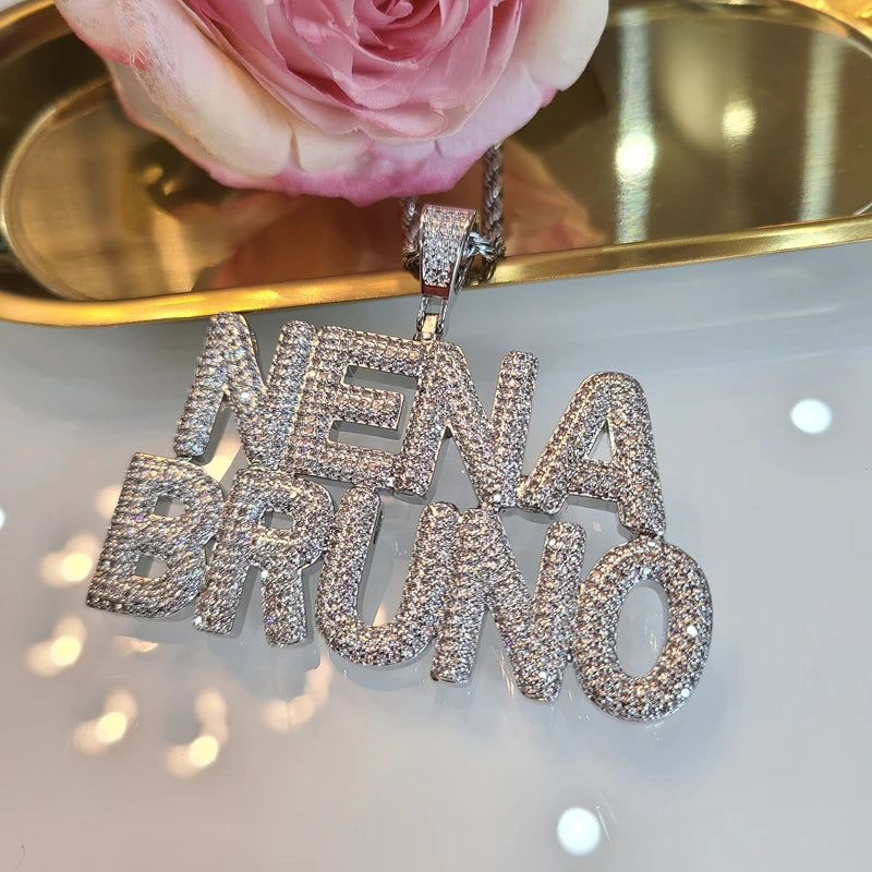 Custom Name Necklaces Personalized Word Pendants Bubble Hip Hop Jewelry Drop Shipping Factory Directly