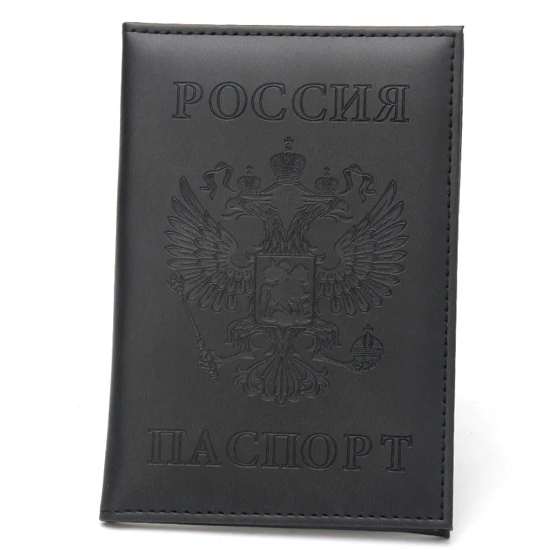 Russian Passport Holder Leather Cover Wallet Travel ID Card Holder