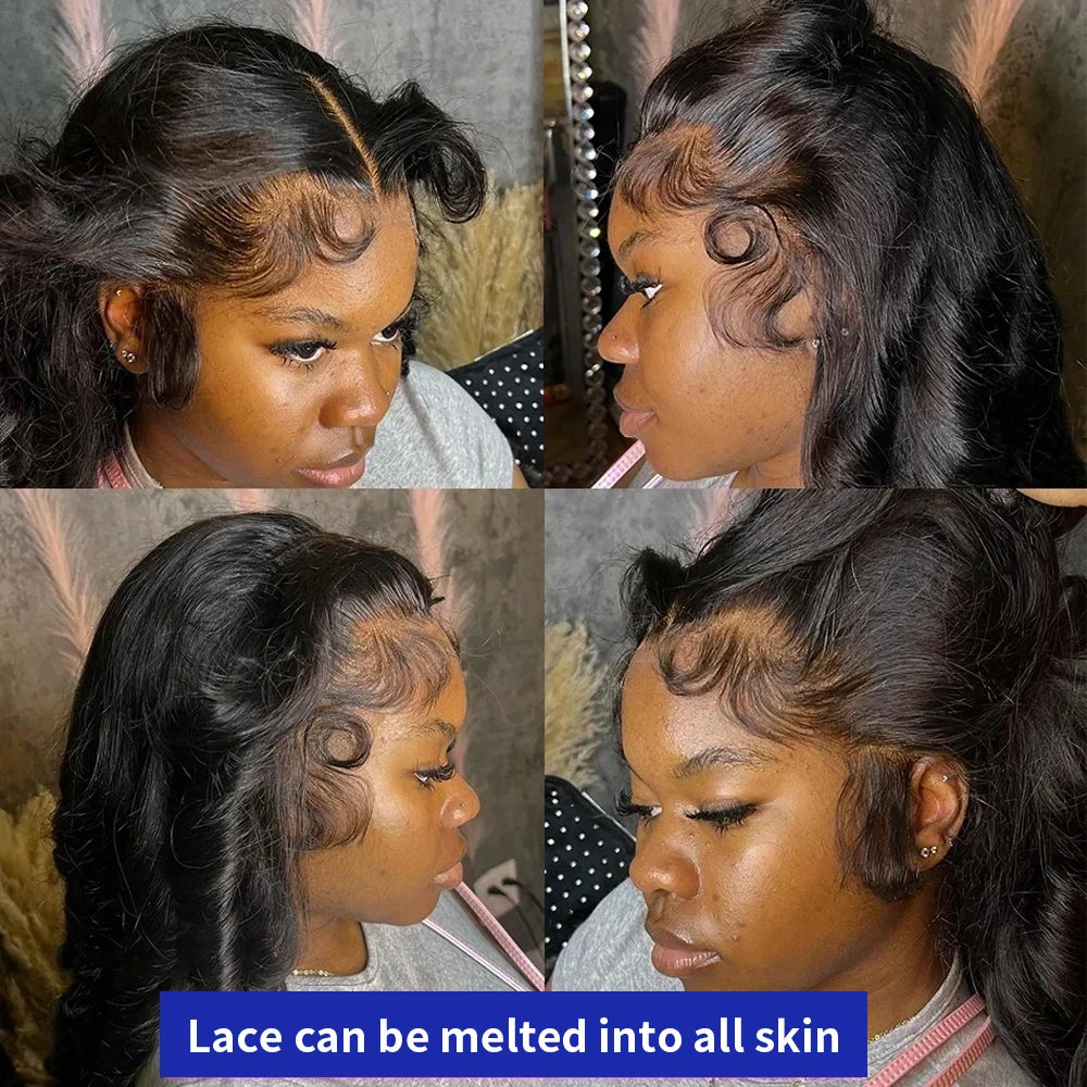 13x4 Bone Straight 250% Density Human Hair Wig 13x6 HD Lace Frontal Wig 40 Inch Natural Black Glueless Lace Front Wig for Women