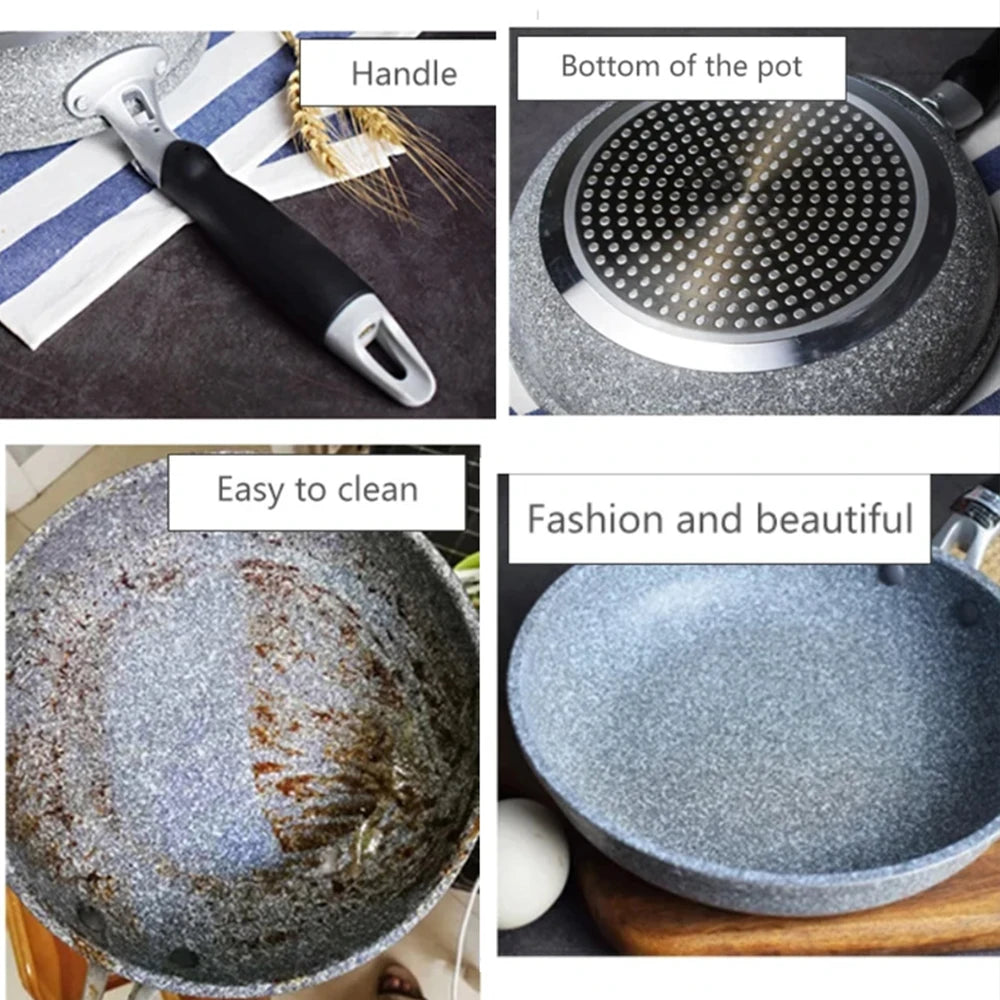 28cm Durable Non-Stick Wok Frying Pan Ceramic Pot Home Steak Skillet Pancake Fried Induction Cooker Gas Stove Special Saucepan