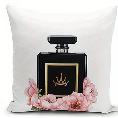 Floral & Perfume Inspired Double-sided Printed pillow cover Short plush Suitable living rooms bedrooms sofas throw cushion cover