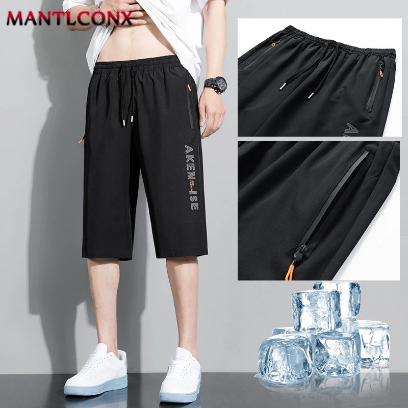 New Fashion Sports Shorts Men Elastic Waist Shorts Male Breathable Quick Dry Comfortable Men's Short Pants Men Bottom Black XXXL