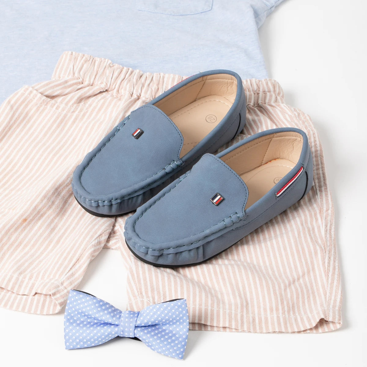 Boys Slip-On Suede Loafers Toddler Little Kid Stitch Detail Casual Dress Shoes