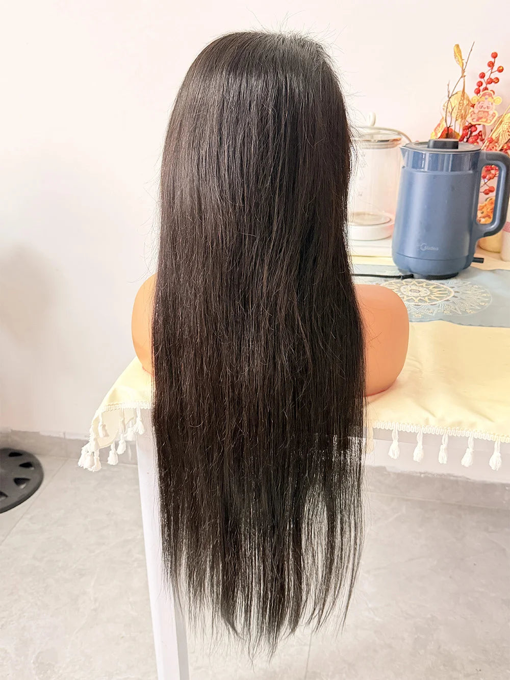 13x4 Bone Straight 250% Density Human Hair Wig 13x6 HD Lace Frontal Wig 40 Inch Natural Black Glueless Lace Front Wig for Women