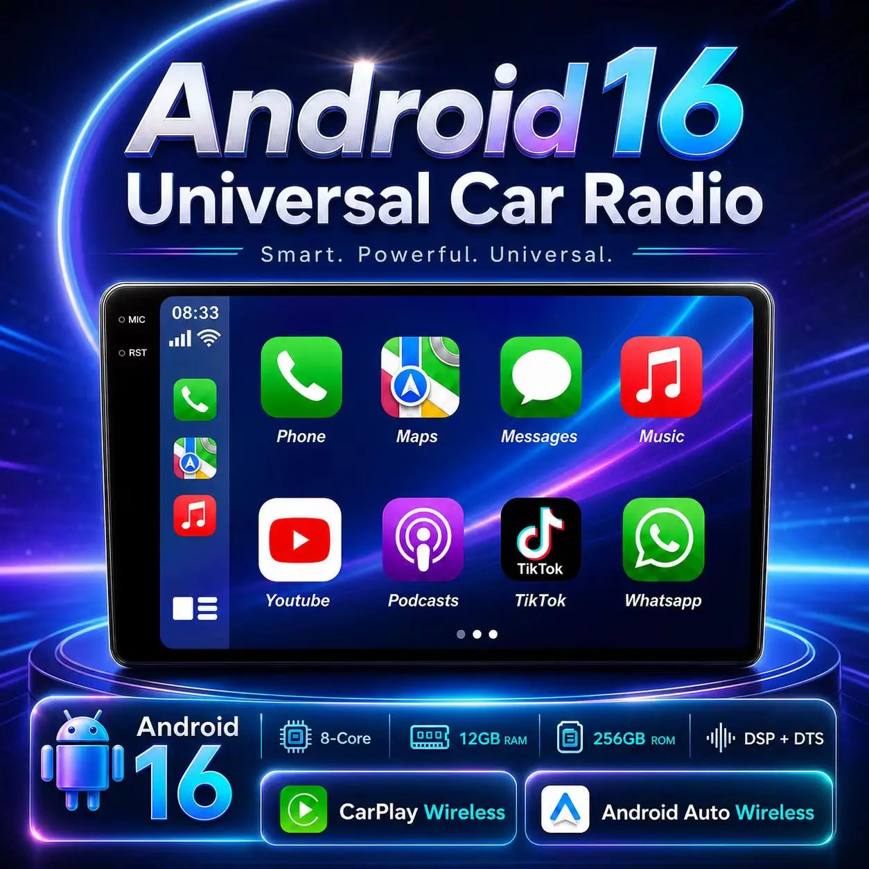 2K Screen Android 16 Carplay Multimedia Radio Player for HONDA FIT JAZZ 2014-2020 DSP 2din Autoradio Stereo Head Unit