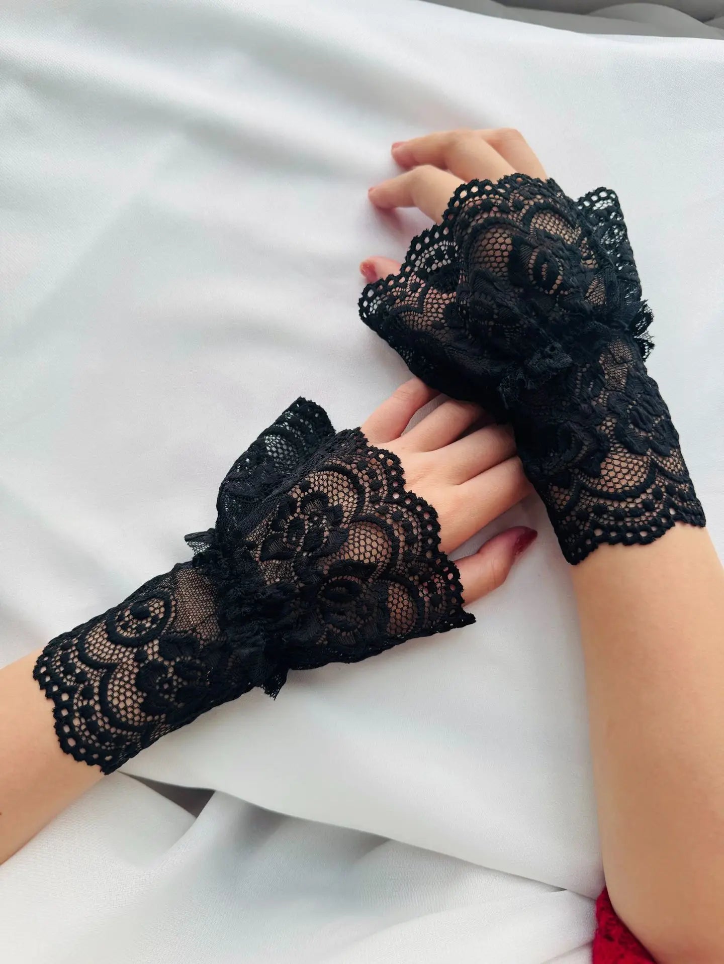 Mesh Lace Fake Sleeve Wrist Cuffs for Daily Wear Lolita Matching Dress Decor Sun Protection Sweet Styling