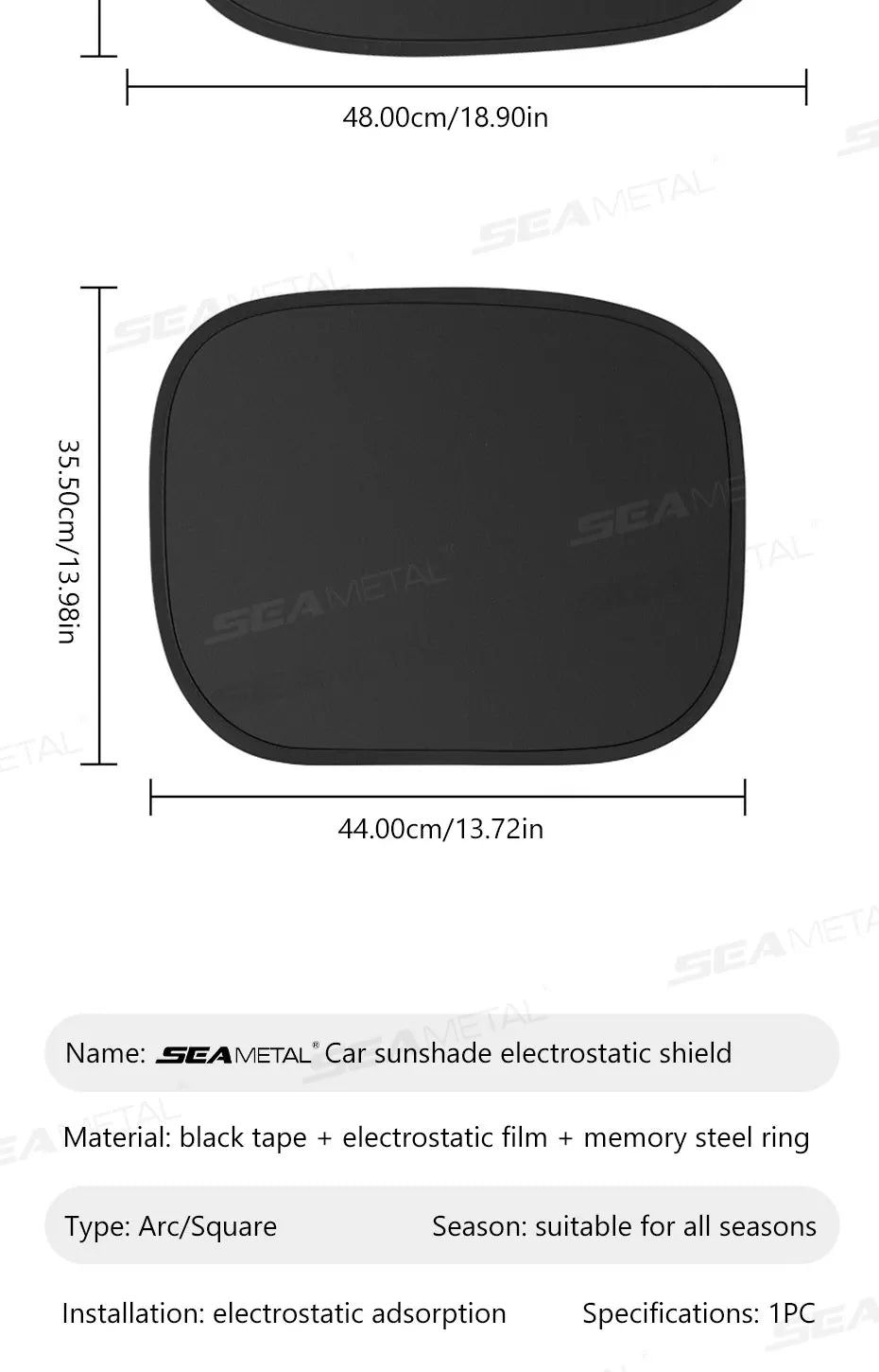 SEAMETAL Electrostatic Sun Visor for Car Side Window 4-Layer Sun Shade Curtains Anti-Glare UV-Blocker Auto Sun Protection Cover