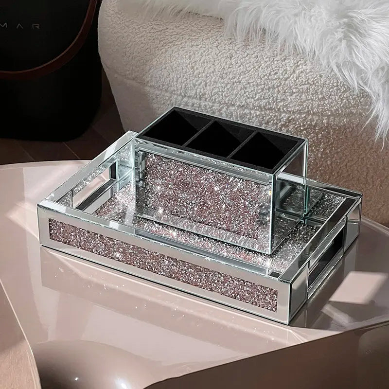 Luxury-inspired desktop skincare organizer, vanity perfume tray, and key holder