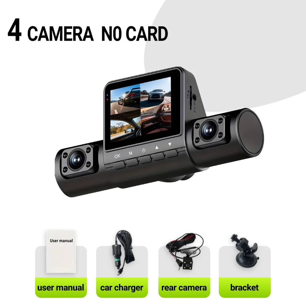 4 Camera Car Dash Cam 2.0 inch 1080P Front Cameras  480P Rear/Left/Right Cameras Wide-Angle Night Vision Collision