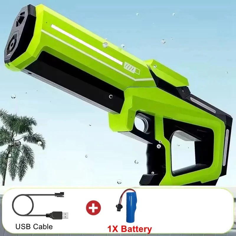 Electric Water Blaster Gun Children Automatic Water Pistol WaterGun with Led Light Summer Outdoor Game Party Toy for Adults Kids
