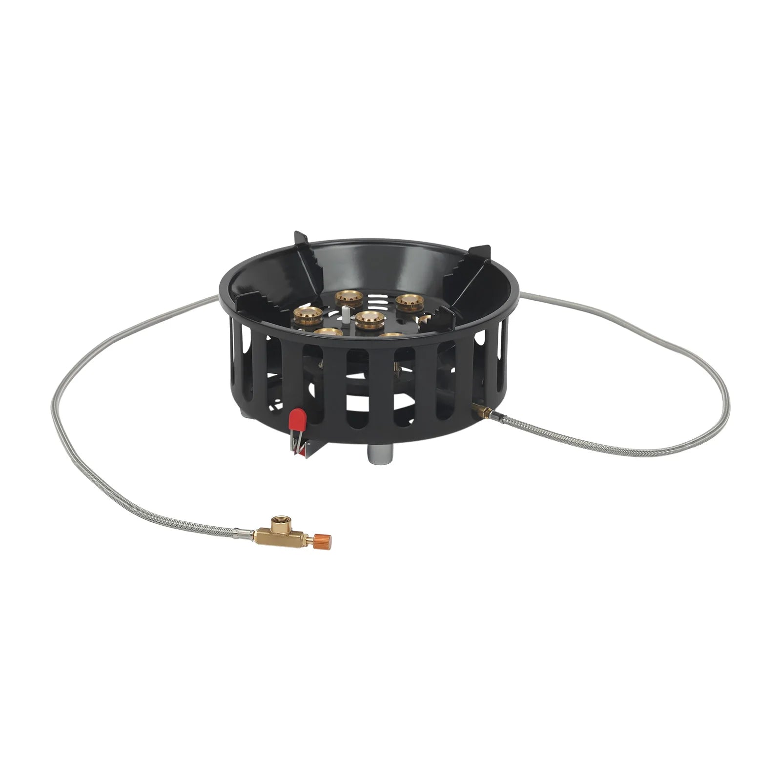 old-Rolled Steel Portable Camping Stove, 72000BTU 3-Adapter Gas Cooker, Windproof Design for Camping Hiking Picnic