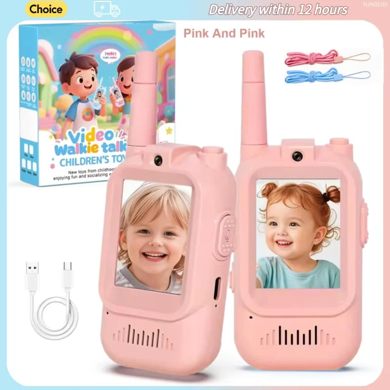 2PCS Kids Video Walkie Talkies USB Charging Indoor and Outdoor High Definition Intercom Children's Toys Birthday Gifts Ages 3-12
