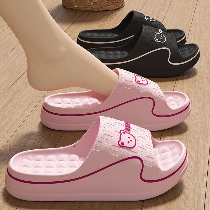 Women's Home Slippers Cute Cartoon EVA Indoor Home Bathroom Sandals Soft Sole Non-slip Summer Outdoor Beach Couple Shoes