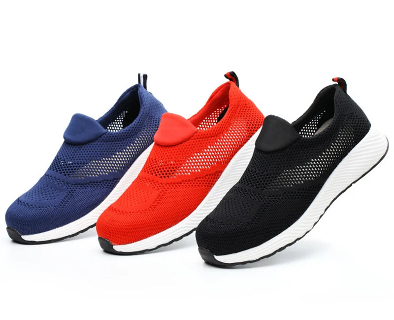Breathable Safety Shoes Man Steel Toe Anti-Puncture Reinforced Sole Men's Work Shoes Lightweight Slip Resistant Safety Sneaker