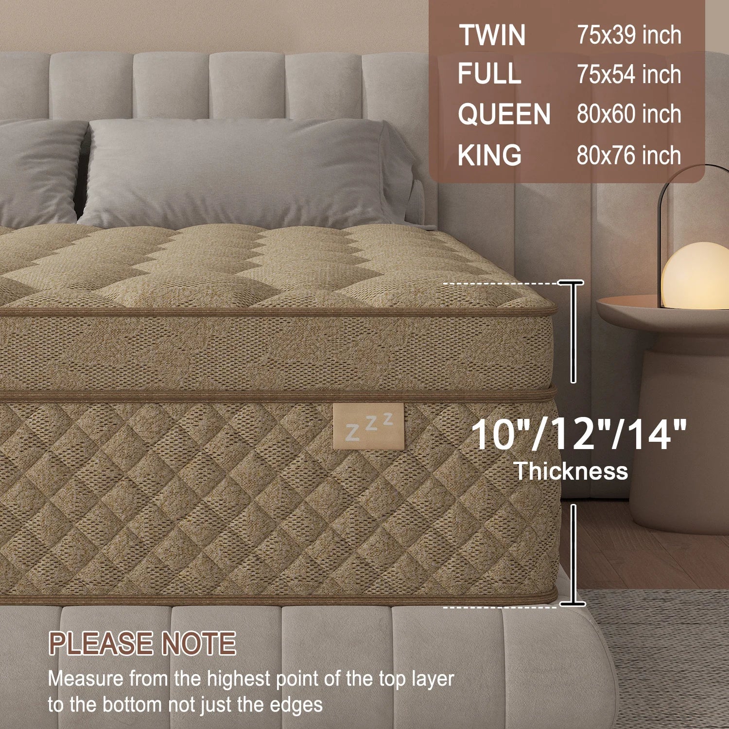 12"14" Gel Memory Foam Hybrid Pocket Spring Mattress Twin Full Queen King Bed Mattress In A Box, Medium Firm Motion Isolation