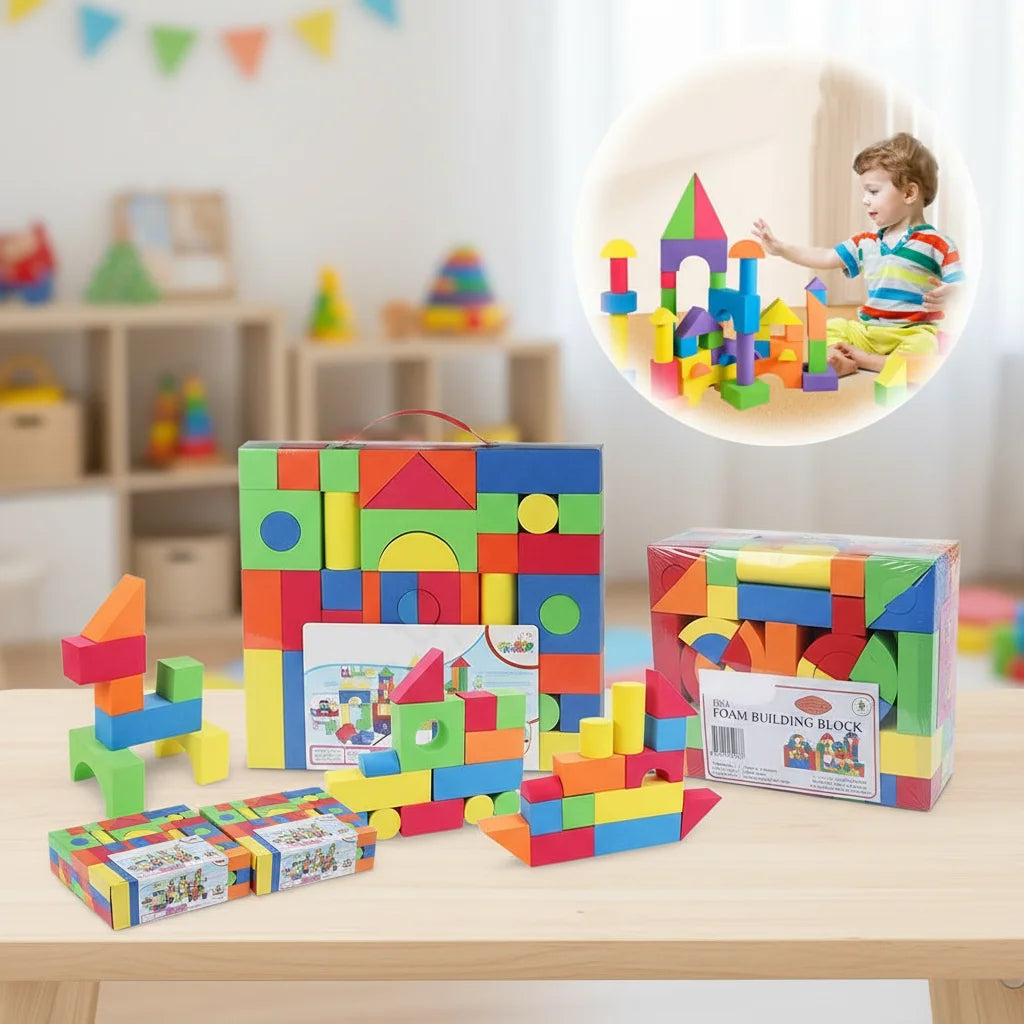 46pcs Soft EVA Building Blocks Large Educational STEM Toys for Preschool Kids Big Colorful Stackable Blocks Boy Girl Gifts