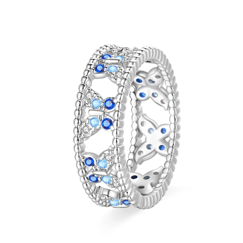 Rings For Women 925 Silver Size 6-9 Ocean Flower Sun Butterfly Heart Hollow Ring Fit For Engagement Weddings Fine Jewelry Gifts