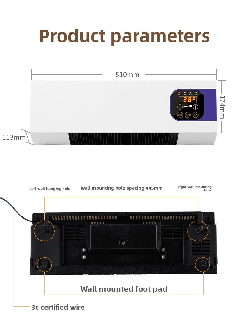 Household Wall Mounted Bathroom Energy Saving Quick Heating Electric Heater Desktop Remote Control Dual Purpose Heater