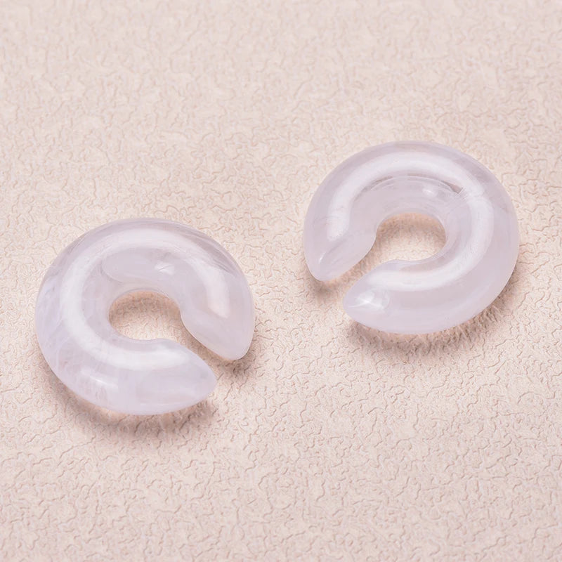 1 Pair Simple Smooth Circle Round Ear Clip On Earrings For Women C Shape Resin Without Piercing Fake Cartilage Ear Cuff Jewelry