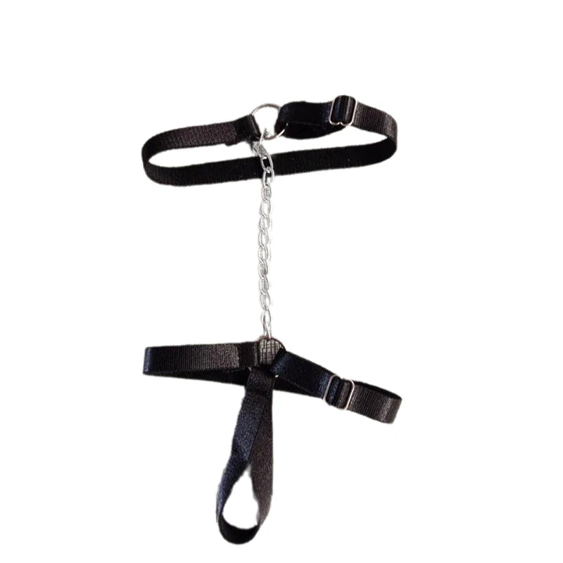 【MAX-22】1Pcs Chain Gothic Black Elastic Band Bandage Anklet Bracelet For Women High Heel Summer Barefoot Sandals Prom Foot Belt
