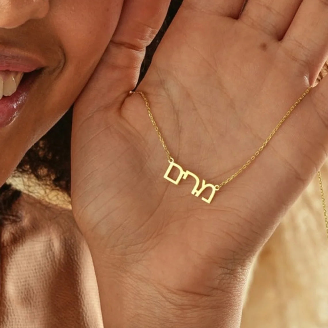 Custom Hebrew Name Necklaces For Women Personalized Hebrew Pendant Name Necklace Stainless Steel Chain Christmas Jewelry Bff