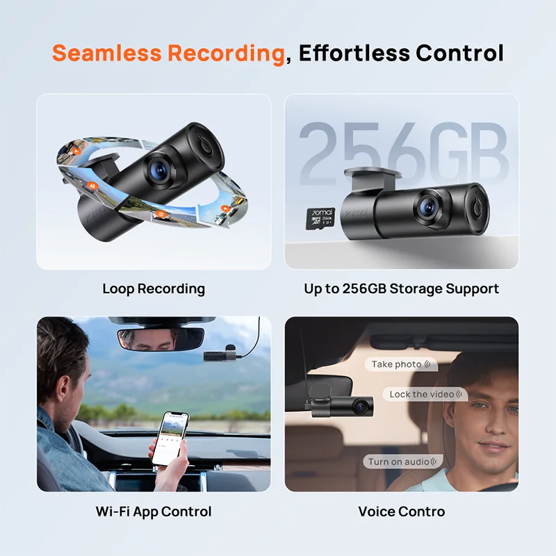 70mai Dash Cam M310 Plus 2K English Voice Control 1440P WDR Night Vision 24H Parking Surveillance 70mai M310 2K Car DVR Wi-Fi 6