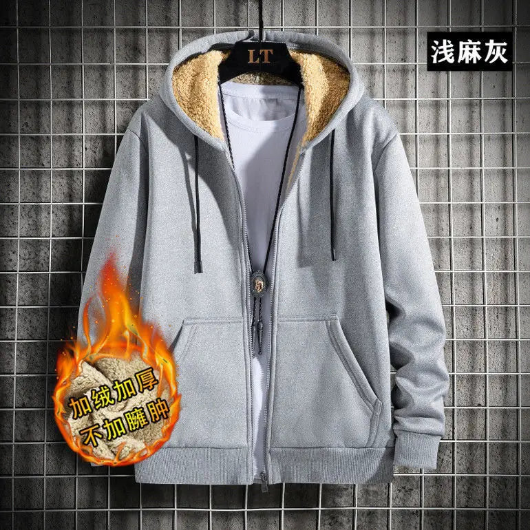 2025 Winter Windproof Hoodie - Men's Sherpa Lined Sweatshirt Thermal Zip Up Outerwear Streetwear S-5XL