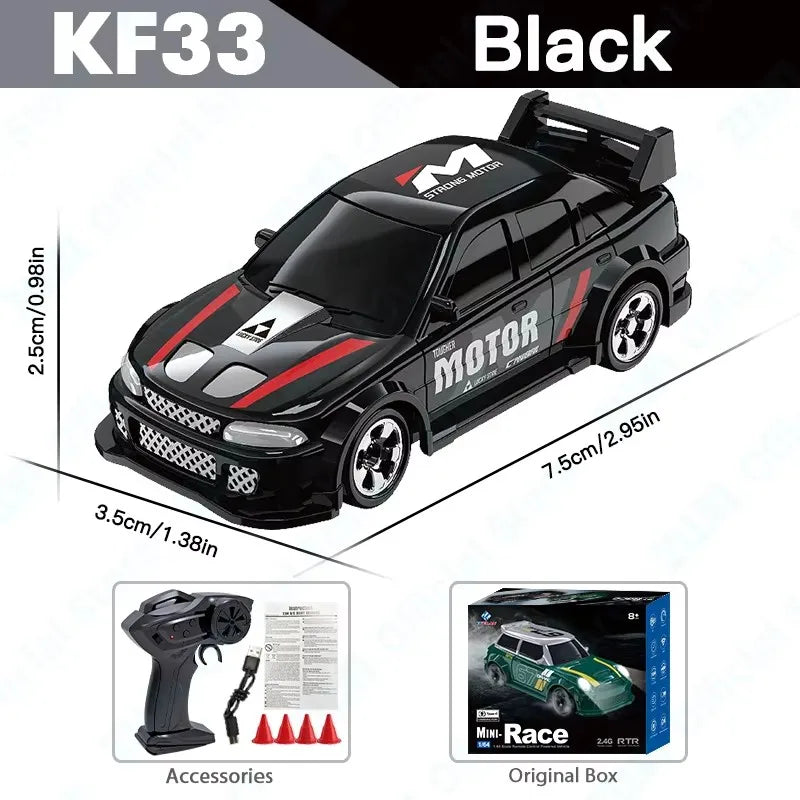 KF20 1/64 High Speed Drift RC Car 2.4G 4WD Remote Control Desktop Mini GTR Racing Model Cars for Boys Kids Toy Gift