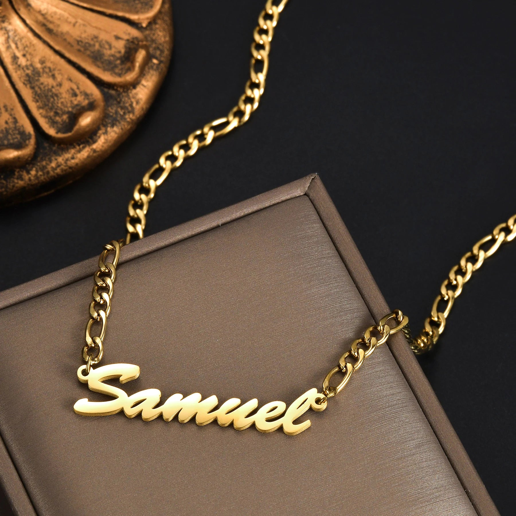 Atoztide Personalized Custom Name Necklaces for Women Stainless Steel Wave Chain Collares Pendant Mother Kids Jewelry Gift