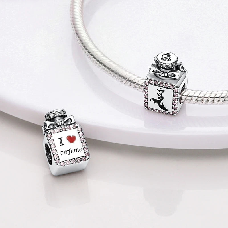 MULA Pink 925 Sterling Silver Charms Pendant Perfume Dreamcatcher Heart Love Beaded Fit Original Bracelet Women DIY Jewelry Gift