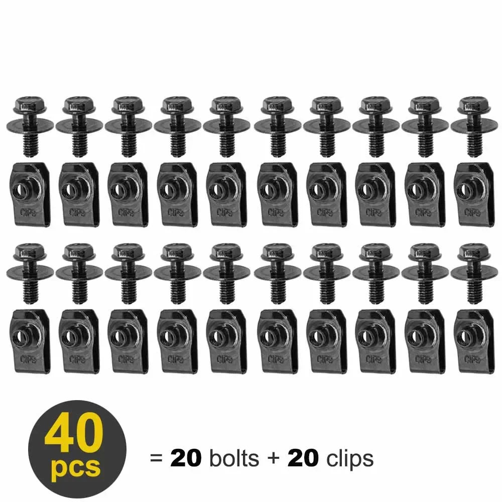 10pcs Car Body Bolts U-nut Clips M6 Engine Cover Undertray Splash Shield Guard Bumper Fender Liner Retainer Fastener Rivet Screw