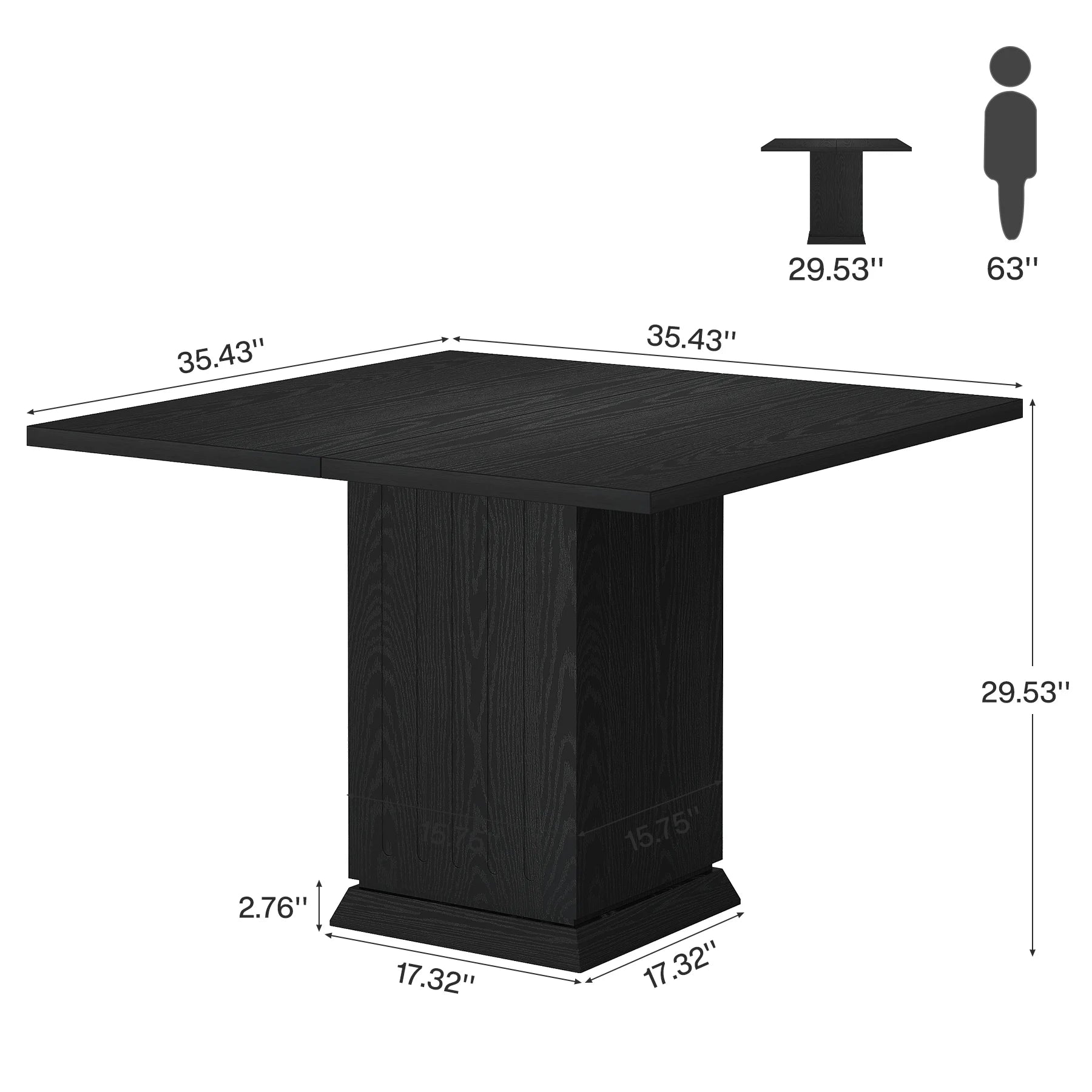 Tribesigns Square Dining Table with 2 Placemats, Modern Engineered Wood Small Dinner Kitchen Table for 4 People