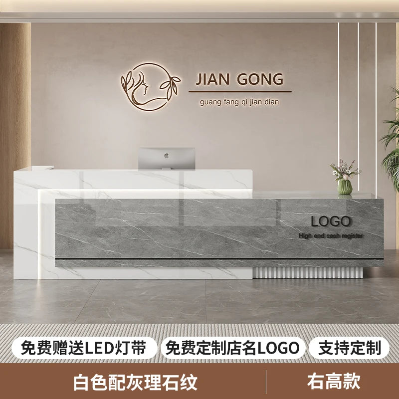 Customized Premium Desk Table Glamour Luxury Simple Elegant Reception Desk Modern Design Recepcion Mostrador Office Furniture