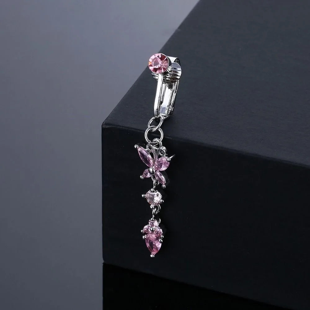 Faux Fake Belly Butterfly Fake Belly Piercing Heart Clip On Umbilical Navel Fake Pircing Moon Star Leaves Cartilage Earring Clip