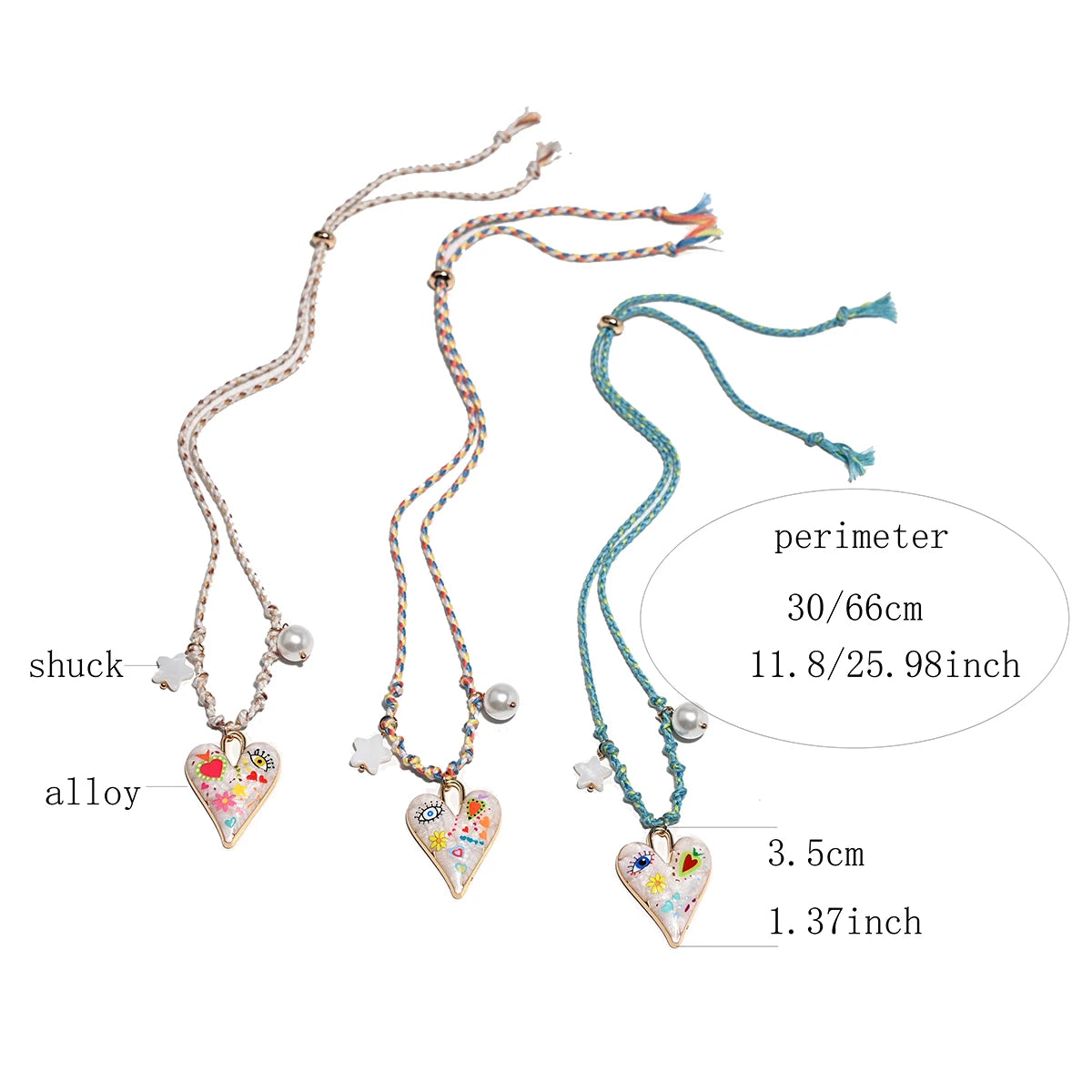 Handmade Knotted Rope Heart Pendant Necklace Fashion Sweater Chain Stackable Star Pearl Necklace for Women New Design Jewelry