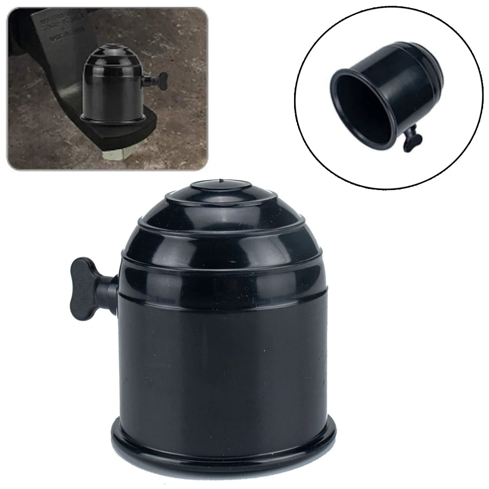 50mm Car Tow Bar Ball Cover Lockable Key Towing Hitch Trailer Protector Cap Black Silver Plastic Truck Car Prevent Loose Fall